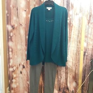 Sag harbor Green Sweater & Gray Leggins Size Large 100% Acrylic